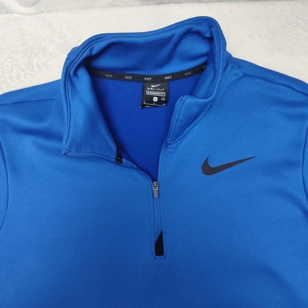 Nike Sweatshirt‎ Mens S Blue 1/4 Zip Pullover Mock Neck Dri-FIT CU6217-480
